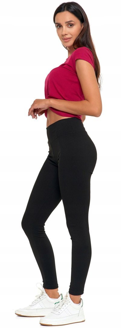 Legginsy damskie W PRĄŻKI z wysokim stanem eleganckie MORAJ - S/M Legginsy damskie W PRĄŻKI z wysokim stanem eleganckie MORAJ - S/M