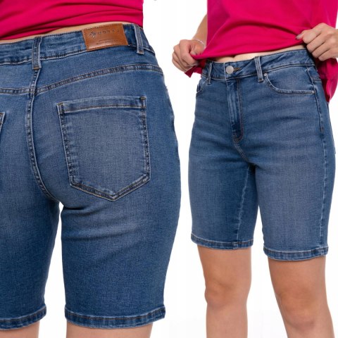 Spodenki damskie jeansowe przed kolano MODNE SZORTY na lato MORAJ - S