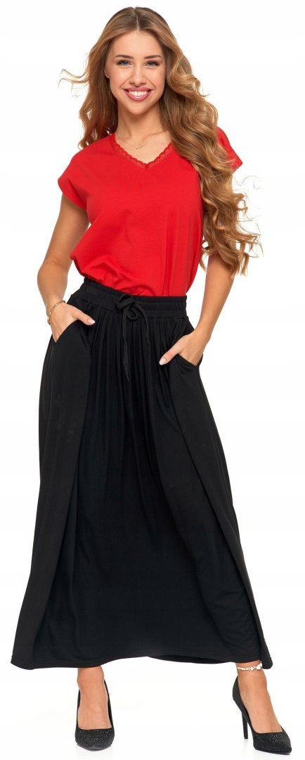 Długa kobieca SPÓDNICA maxi elegancka WISKOZOWA z kieszeniami MORAJ - M Długa kobieca SPÓDNICA maxi elegancka WISKOZOWA z kieszeniami MORAJ - M