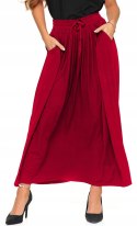 Długa kobieca SPÓDNICA maxi elegancka WISKOZOWA z kieszeniami MORAJ - XL