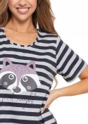 Koszula nocna damska z krótkim rękawem w paski MORAJ - L Koszula nocna damska z krótkim rękawem w paski MORAJ - L