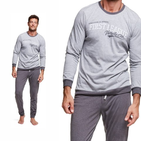 PIŻAMA męska długi rękaw bawełniane HENDERSON 37304-90X- XXL, szara PIŻAMA męska długi rękaw bawełniane HENDERSON 37304-90X- XXL, szara