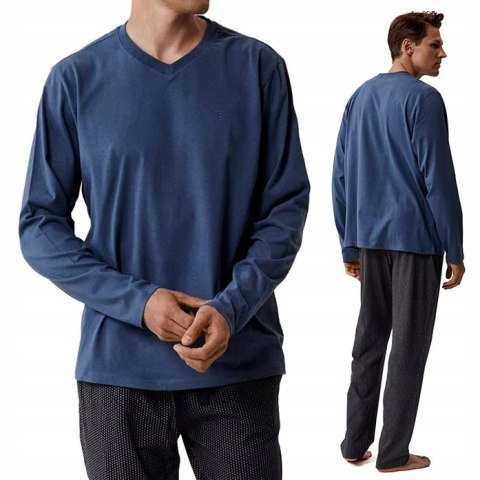 Piżama Męska Długa 100% Bawełna Komplet Piżamowy ATLANTIC NMP-389 - M