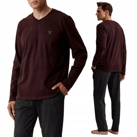 Piżama Męska Długa 100% Bawełna Komplet Piżamowy ATLANTIC NMP-389 - M