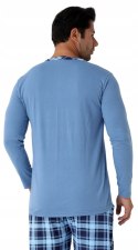 Piżama męska 100% BAWEŁNA Długi Komplet na Zimę Bluza + Spodnie - 3XL