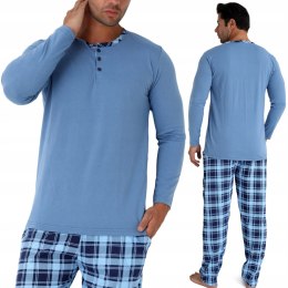 Piżama męska 100% BAWEŁNA Długi Komplet na Zimę Bluza + Spodnie - XXL