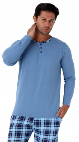 Piżama męska 100% BAWEŁNA Długi Komplet na Zimę Bluza + Spodnie - XXL