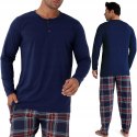Piżama męska 100% BAWEŁNA Długi Komplet na Zimę Bluza + Spodnie - 3XL