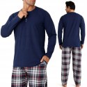 Piżama męska 100% BAWEŁNA Długi Komplet na Zimę Bluza + Spodnie - 3XL