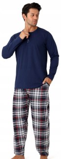 Piżama męska 100% BAWEŁNA Długi Komplet na Zimę Bluza + Spodnie - 3XL
