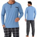 Piżama męska 100% BAWEŁNA Długi Komplet na Zimę Bluza + Spodnie - 3XL