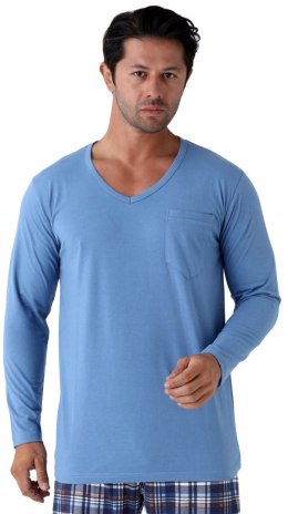 Piżama męska 100% BAWEŁNA Długi Komplet na Zimę Bluza + Spodnie - 3XL