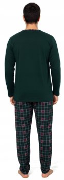 Piżama męska 100% BAWEŁNA Długi Komplet na Zimę Bluza + Spodnie - XL