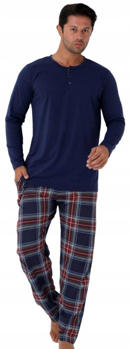 Piżama męska 100% BAWEŁNA Długi Komplet na Zimę Bluza + Spodnie - XXL