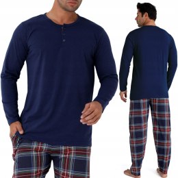 Piżama męska 100% BAWEŁNA Długi Komplet na Zimę Bluza + Spodnie - XL
