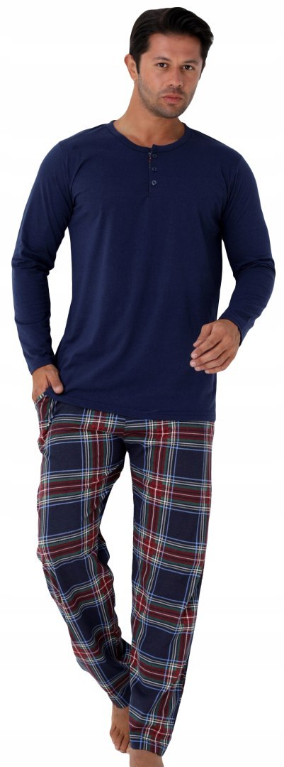 Piżama męska 100% BAWEŁNA Długi Komplet na Zimę Bluza + Spodnie - L Piżama męska 100% BAWEŁNA Długi Komplet na Zimę Bluza + Spodnie - L