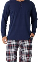 Piżama męska 100% BAWEŁNA Długi Komplet na Zimę Bluza + Spodnie - XXL
