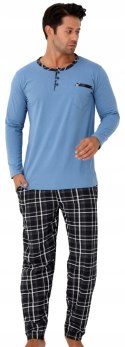 Piżama męska 100% BAWEŁNA Długi Komplet na Zimę Bluza + Spodnie - XXL