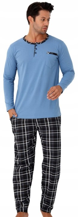 Piżama męska 100% BAWEŁNA Długi Komplet na Zimę Bluza + Spodnie - XXL