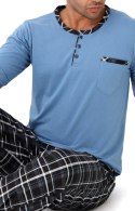 Piżama męska 100% BAWEŁNA Długi Komplet na Zimę Bluza + Spodnie - XXL