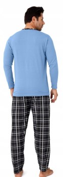 Piżama męska 100% BAWEŁNA Długi Komplet na Zimę Bluza + Spodnie - XL