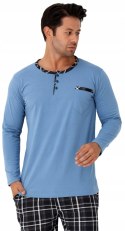 Piżama męska 100% BAWEŁNA Długi Komplet na Zimę Bluza + Spodnie - XL