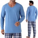 Piżama męska 100% BAWEŁNA Długi Komplet na Zimę Bluza + Spodnie - XL