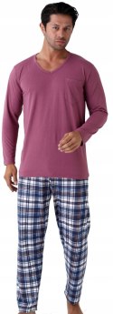 Piżama męska 100% BAWEŁNA Długi Komplet na Zimę Bluza + Spodnie - XL