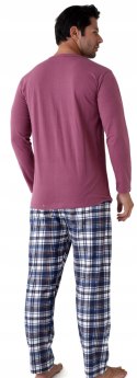 Piżama męska 100% BAWEŁNA Długi Komplet na Zimę Bluza + Spodnie - XL