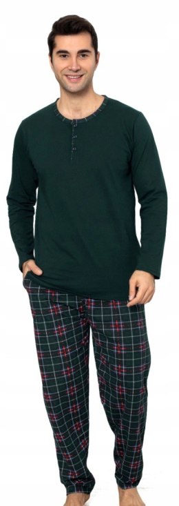 Piżama męska 100% BAWEŁNA Długi Komplet na Zimę Bluza + Spodnie - M