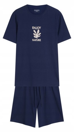 Piżama męska 100% BAWEŁNA Komplet T-Shirt + Spodenki HENDERSON - L