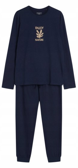 Piżama męska 100% BAWEŁNA Komplet z Długim Rękawem HENDERSON granatowy - M