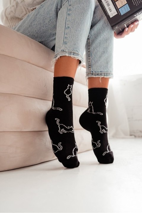 MILENA Skarpetki damskie Kontury kota 0200.093