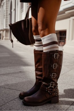 MILENA Podkolanówki damskie w prążek z paskami 1610.001