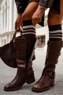MILENA Podkolanówki damskie w prążek z paskami 1610.001