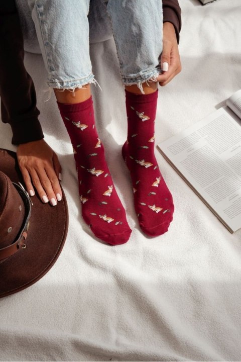 MILENA Skarpetki damskie Lisy i liście 0200.182 MILENA Skarpetki damskie Lisy i liście 0200.182