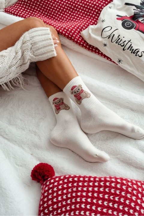 MILENA Skarpetki damskie świąteczne Miś 1283.031 MILENA Skarpetki damskie świąteczne Miś 1283.031