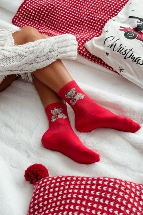 MILENA Skarpetki damskie świąteczne Miś 1283.031 MILENA Skarpetki damskie świąteczne Miś 1283.031