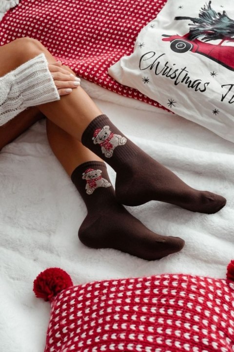 MILENA Skarpetki damskie świąteczne Miś 1283.031 MILENA Skarpetki damskie świąteczne Miś 1283.031