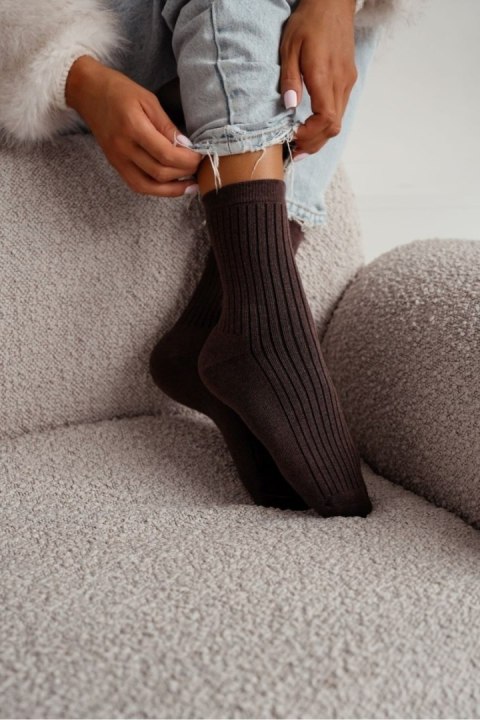 MILENA Skarpetki damskie Frotte w prążek 0118.015