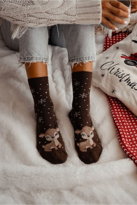 MILENA Skarpetki damskie świąteczne Mała reniferka 1283.036