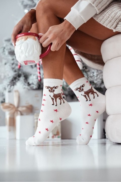 MILENA Skarpetki damskie świąteczne Jelonek 1283.030