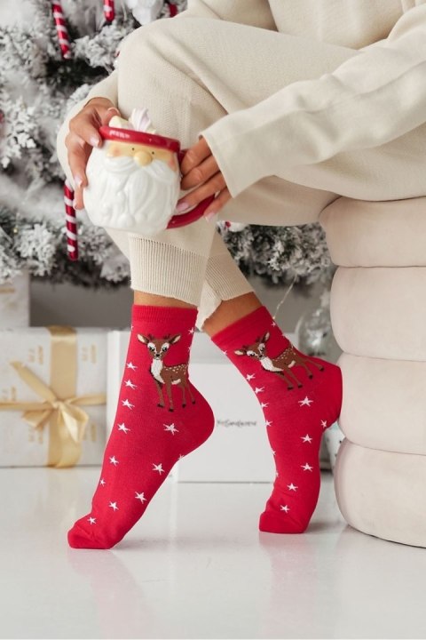 MILENA Skarpetki damskie świąteczne Jelonek 1283.030