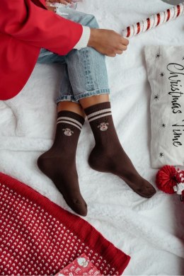 MILENA Skarpetki damskie świąteczne Renifer prążek z paskami 1283.014