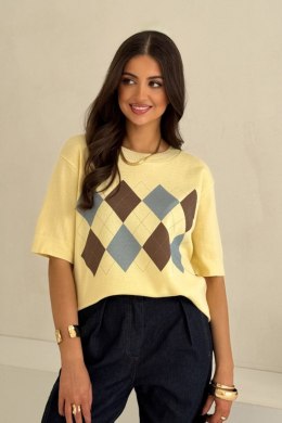 OFF PINK SWETER Z KR.RĘK.ROMBY